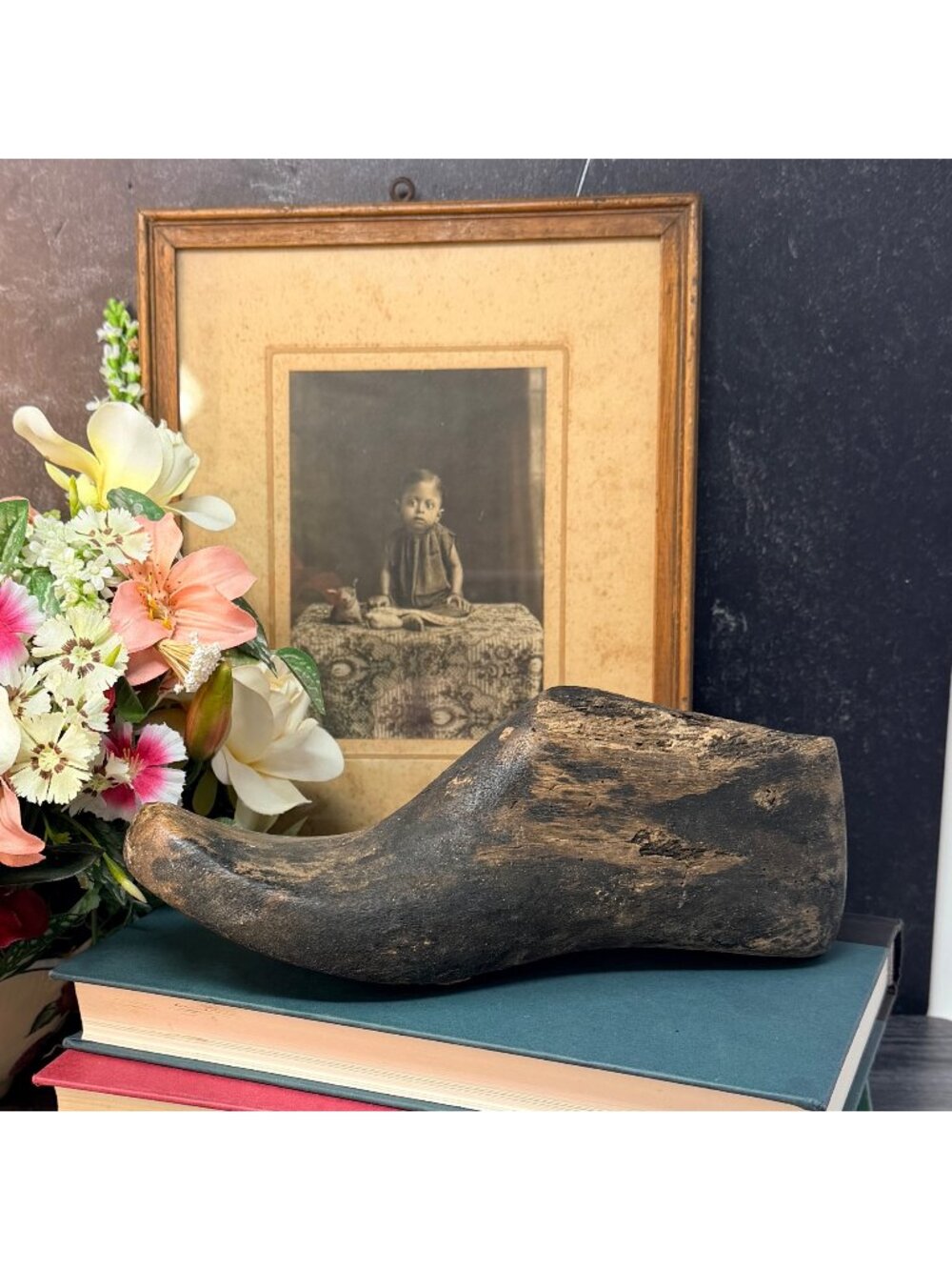 Primitive Wooden Shoe Mold Rustic Decor Reclaimed Antique Wood Display 9-10"